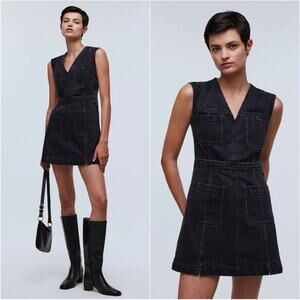 madewell denim cap-sleeve mini dress in tarrybrook wash np072 women's size 0